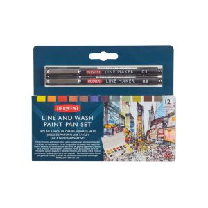 Set Acquerelli “Line & Wash” per Urban Sketching 12 mezzi godet – DERWENT - 2