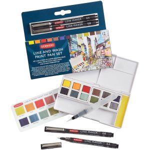 Set Acquerelli “Line & Wash” per Urban Sketching 12 mezzi godet – DERWENT - 5