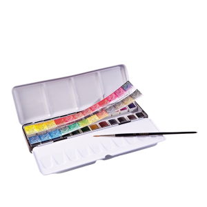Set Acquerelli Sennelier e Pennello – 24 Mezzi Godet Extra-Fine