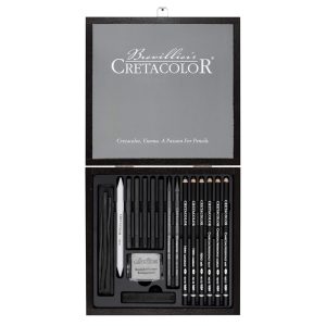 “Black box” Set carboncino e schizzi – scatola in legno – CRETACOLOR