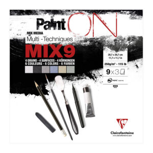 Blocco Paint On Mixed Media 9 “Colori Assortiti” 250 g/m² – multi tecnica – CLAIREFONTAINE – 29,7 x 29,7 cm