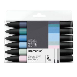 Set Pennarelli Promarker Winsor & Newton Tonalità Cielo – Confezione da 6 - 2