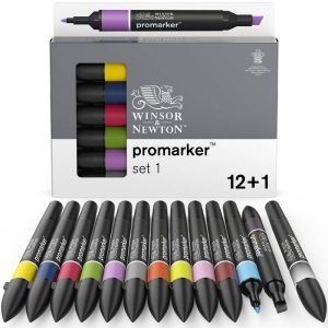 foto di Set 1 Pennarelli Promarker Winsor & Newton - 12 Colori + Blender