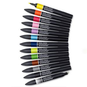 Set 1 Pennarelli Promarker Winsor & Newton – 12 Colori + Blender - 2