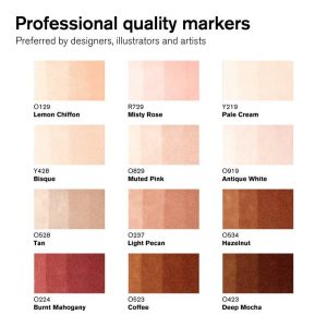 Set 12 Pennarelli Promarker Winsor & Newton – 12 Toni Tinta Carne + Blender - 1