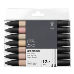 Set 12 Pennarelli Promarker Winsor & Newton – 12 Toni Tinta Carne + Blender - 3