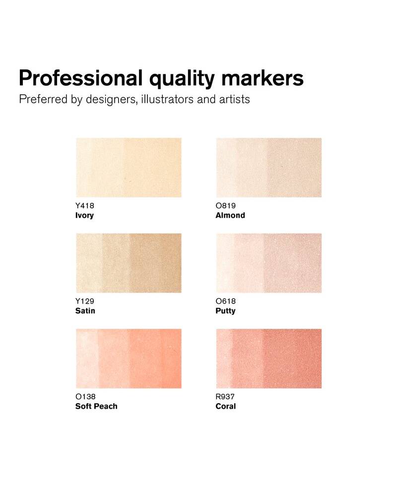 Set 6 Pennarelli Promarker Winsor & Newton Colori, Toni Carne 1 - 4