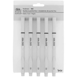 foto di Set Pennarelli Winsor & Newton – Fine Liner Nero, Set di 5 Pennarelli con Punte 0.8 mm