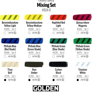 SET COLORI ACRILICI GOLDEN – Mixing Set 12 Tubetti + Medium - 1