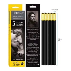 Scatola 5 carboncini tondi morbidi Nitram 8 mm - 2