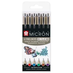 Set di 6 pennarelli Pigma Micron 05 Sakura – Colori base - 1