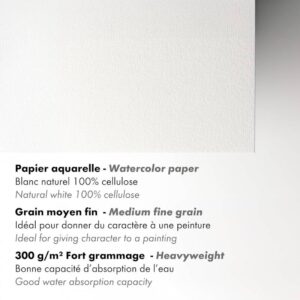 Blocco di carta Clairefontaine Aquapad spiralato – carta per acquerello in cellulosa grana fine 300 g/m² - 3