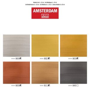 Set Colori Acrilici Amsterdam – 6 Tubi da 20 ml Metallici - 1
